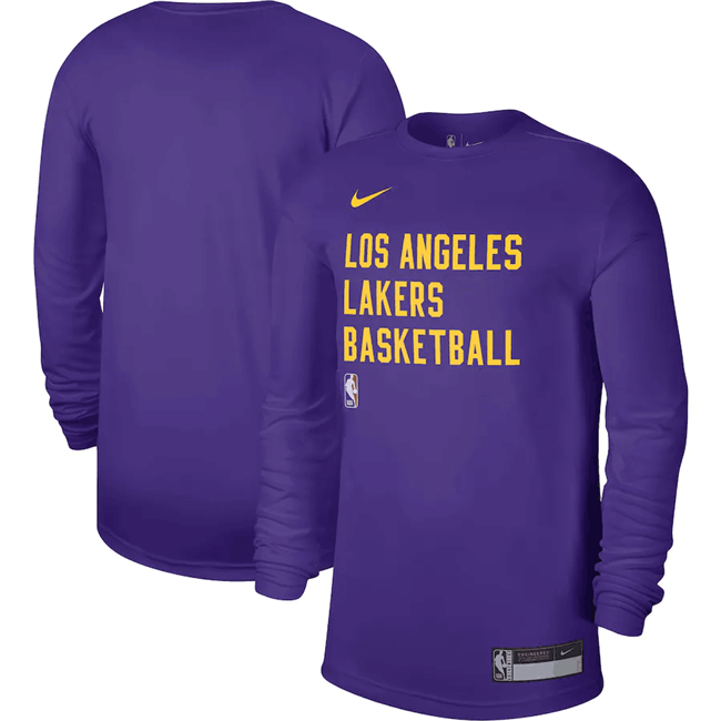 Men's Los Angeles Lakers Purple 2023/24 Legend On-Court Practice Long Sleeve T-Shirt Men's Los Angeles Lakers Purple 2023/24 Legend On-Court Practice Long Sleeve T-Shirt